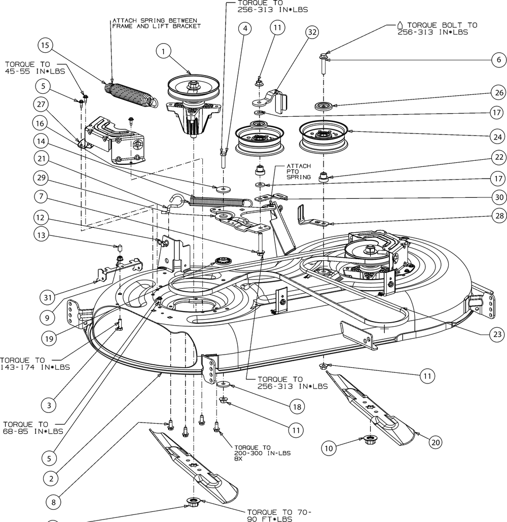 Deck Diagram and Parts List for XT2-LX42KW (13BGA1CS010)(2016) Cub Cadet Lawn Tractor